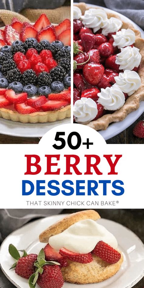 50+ Best Berry Dessert Recipes - pies, tarts, parfaits, shortcakes, and more! The best recipes for your luscious summer berries! Mini Farms, Berry Desserts, Berry Dessert Recipes, Homemade Strawberry Sauce, Preserving Foods, Berry Recipes, Homemade Snickers, Low Carb Muffins, Berry Dessert