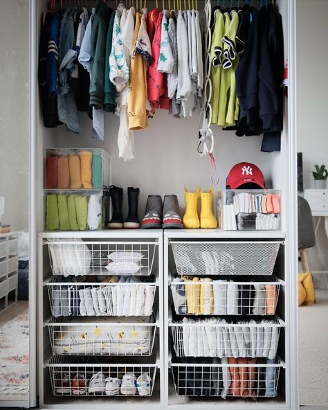 Small Shared Room Storage, Kids Clothes And Toy Storage, Boy Clothes Storage, Ikea Jonaxel Closet, No Storage Solutions Apartment, Dressing Up Storage, Toy Storage Shared Bedroom, Shared Wardrobe Organisation, Jonaxel Ikea Closet