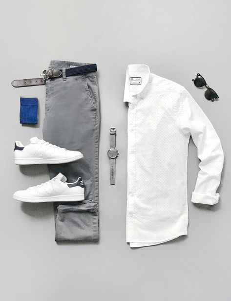 White Shirt Outfits, Herren Style, Mens Fashion Blog, Mens Casual Dress Outfits, Outfit Grid, Mode Casual, Retro Mode, Mens Fashion Casual Outfits, Stylish Mens Outfits