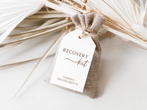 Recovery Kit Tag Template, Editable Wedding Hangover Kit Tag, Printable Bachelorette Kit Label, Hen's Day Survival Kit Hang Tag, Canva - Etsy Hungover Kit Wedding, Bachelorette Kit, Hangover Kit Wedding, Wedding Favor Tags Printable, Wedding Kit, Hangover Kit, Wedding Favor Tags, Tag Template, Survival Kit