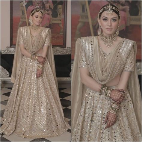 Hansika Motwani in an ivory Abhinav Mishra lehenga for brothers wedding 1 Lehenga For Brothers Wedding, Abhinav Mishra Lehenga, Mishra Lehenga, Grooms Sister, Abhinav Mishra, Ivory Lehenga, Brothers Wedding, Simple Lehenga, Latest Bridal Lehenga