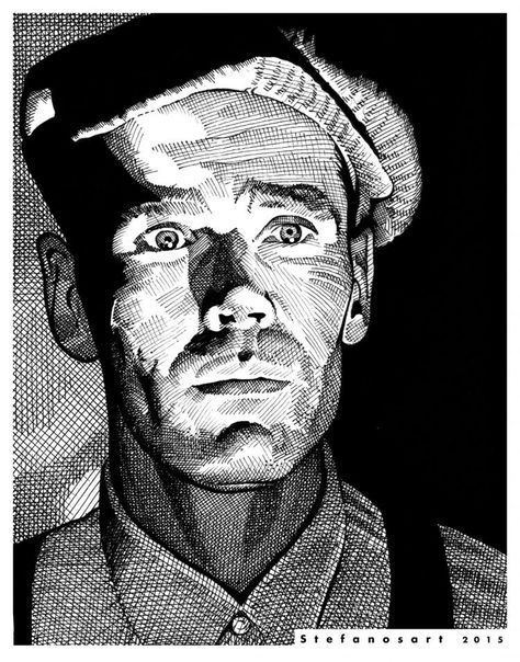 Crosshatching Portrait, Crosshatching Art, Portrait Art Pencil, Hatch Drawing, Ink Drawing Techniques, Pen Art Work, Woodcut Art, Arte Peculiar, Henry Fonda