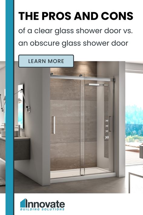 The pros and cons of a clear glass shower door vs. an obscure glass shower door | innovate building solutions | bathroom remodel | home design ideas | Bathroom Tips Bath To Shower Conversion, Frosted Shower Doors, The Block Bathroom, Frosted Glass Shower Door, Clear Glass Shower Door, Clear Shower Door, Glass Block Shower, Custom Closet Storage, Tub To Shower Conversion