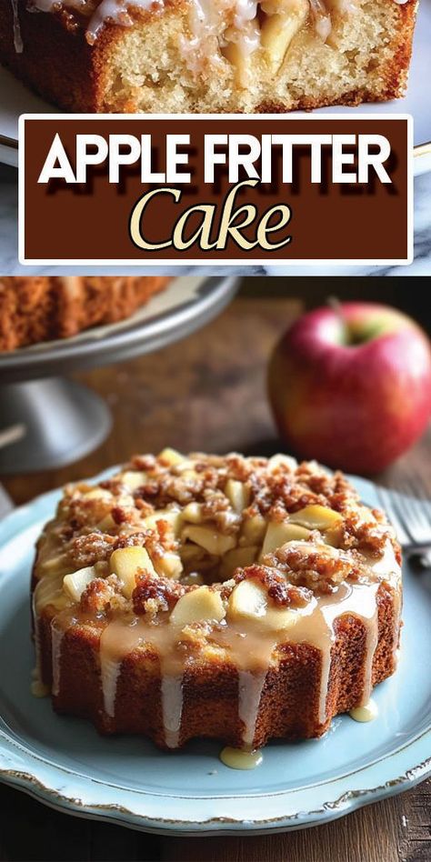 Ingredients: 1 cup unsalted butter 3 tart apples, peeled, chopped 2 tablespoons lemon juice 1 cup brown sugar (divided) 1 teaspoon ground cinnamon (divided) 1 cup white sugar 1/2 teaspoon salt 1/4 teaspoon ground nutmeg 2 large eggs 1 teaspoon vanilla extract 1/2 cup sour cream 1/2 cup apple cider 2 cups all-purpose flour 2 teaspoons baking powder 1/2 teaspoon baking soda 1 cup powdered sugar 1 tablespoon heavy cream #Apple #Fritter #Cake #Quickandeasyrecipe Apple Fritter Bundt Cake Recipes, Dessert Recipes Using Heavy Cream, Apple Fritters Cake Recipe, Easy Apple Fritters Recipe, Apple Fritter Cake, Apple Cider Juice, Baked Apple Fritters, Thanksgiving Breakfast, Apples Cinnamon