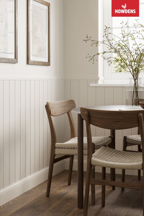 Shiplap Wainscoting Dining Room, White Kitchen Panelling, Panelled Walls In Kitchen, Panneling Rooms Dining Room, Panelled Half Wall, Dining Room Tongue And Groove, Half Wood Paneling Walls, Tongue And Groove Panelling Dining Room, Half Paneled Walls Dining Room