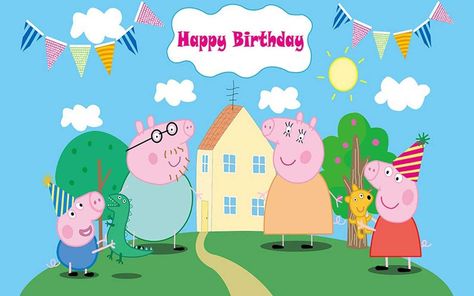 Peppa Pig Background, Birthday Photo Booth Backdrop, Peppa Pig Happy Birthday, Peppa Pig House, Happy Birthday Photo, Peppa Pig Wallpaper, Birthday Photo Booth, Backdrops Kids, Pig Wallpaper