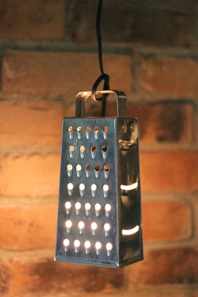 Diy Pendant Light Shade, Diy Hanging Light, Diy Pendant Light, Geometric Pendant Light, Tin Kitchen, Punched Tin, Pendant Light Shades, Diy Lamp Shade, Cheese Grater