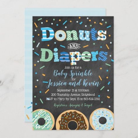 Donuts and Diapers Baby Boy Sprinkle Chalkboard #donutsanddiapers #donutsdiapersbabyshowerinvite #donutsanddiapersinvitation #babyboysprinkleinvitation #babysprinkleinvitation #donutthemebabyshower #donutbabyshowerinvitation #donutbabyshowerinvite #donutsanddiapersbabyshower #donutsanddiapersbabysprinkle Boy Baby Sprinkle Ideas, Sprinkle Ideas For Boys, Baby Sprinkle Boy Theme, Donuts And Diapers, Pattern Lettering, Baby Boy Sprinkle, Sprinkle Ideas, Chalkboard Baby, Chalkboard Invitation