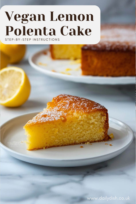 Vegan Lemon Polenta Cake Vegan Polenta Cake, Polenta Vegan Recipes, Vegan Polenta Recipes, Polenta Recipes Vegan, Baked Polenta Recipes, Vegan Polenta, Lemon Polenta, Lemon Polenta Cake, Baked Polenta