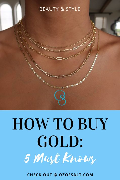 Buying Gold is an investment worth considering particularly during this time that the price is increasing. There are different types of gold in the market nowadays and it can be confusing so I would recommend knowing the different types of gold jewelry first before purchasing. Read more on my blog to have more insights on the things that you need to know before buying gold jewelry. #goldjewelry #thingstoknowbeforebuyingjewelry #goldjewelrycollection #differenttypesofgoldjewelry Where To Buy Gold Jewelry, Gold Chain Necklace Womens, Buy Gold Jewelry, Buying Gold, Real Gold Jewelry, Types Of Gold, Gold Link Chain, Vermeil Jewelry, Yellow Gold Chain