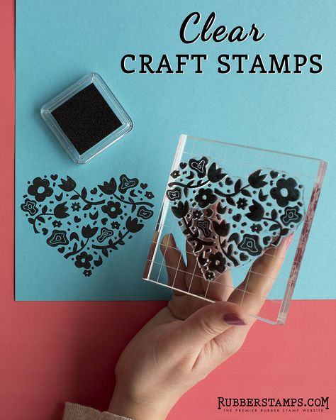 Clear Rubber Stamps for Crafting | Clear Craft Stamps | RubberStamps.com #clearstamps #clearrubberstamps #stampideas Rubber Stamp Crafts, Stazon Ink, Clear Acrylic Stamps, Custom Stamp, 4 By 4, Digital Graphic Design, Stamp Blocks, Acrylic Stamp, Journaling Scrapbooking