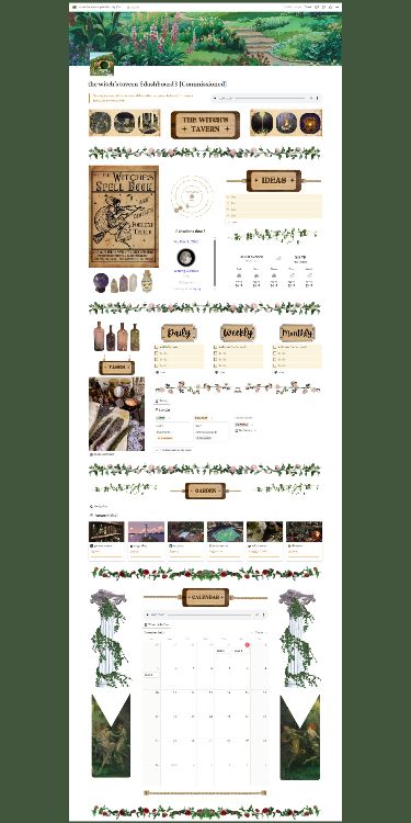 the witch's tavern 🧹🐈‍⬛ commissioned | full witchcore all-in-one notion dashboard 🔮 light mode Notion Library, Productivity Ideas, Notion Inspo, Notion Ideas, Etsy Planner, Notion Dashboard, Witch Core, Tracker Free, Witch Stuff