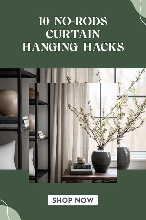 Ready to hang curtains but don’t have rods or hooks? No problem! Check out these 10 creative methods to hang your curtains with ease. Explore options using adhesive hooks, decorative tape, string, or even clip-on methods for a fresh and stylish look in your space. Whether you’re renting or just want to save some money, these budget-friendly tips will transform your windows without conventional hardware. Perfect for DIY lovers or anyone looking to update their decor quickly. Elevate your home style today! Hang Curtains Without Rods, Hanging Curtains Without Rods, Different Ways To Hang Curtains, Curtains Without Rods, How To Hang Curtains, Traditional Curtains, Hang Curtains, Curtain Brackets, Curtain Hanging