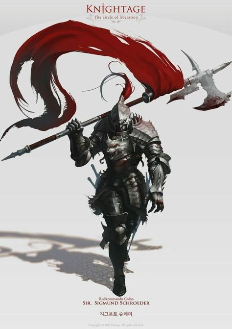 Halberd Concept Art, Halberd Knight, Knight Character Design, 3d Karakter, Character Design Cartoon, 다크 판타지, Knight Art, Knight Armor, The Knight