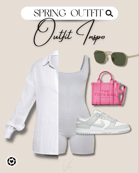 Spring casual sneakers outfit. Spring romper outfit. Pretty little thing spring outfit. Grey Unitard Outfit, Gray Romper Outfit, Spring Romper Outfit, Grey Romper Outfit, Romper Outfit Casual, Unitard Outfit, Casual Outfit Spring, Body Suit Outfit, Grey Romper