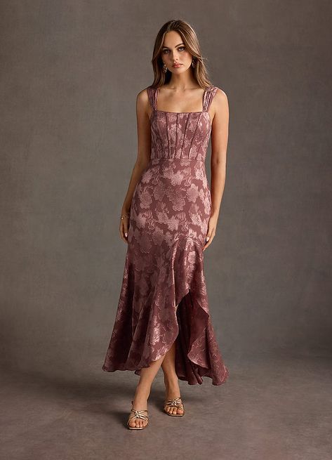 Saskia Vintage Rose Maxi Dress | Azazie Maroon Floral Bridesmaid Dresses, Rustic Rose Bridesmaid Dresses, Vintage Inspired Bridesmaid Dresses, Floral Guest Wedding Dress, Azazie Vintage Mauve, Dusty Rose Wedding Guest Dress, Bridesmaid Dresses Pattern, Dark Mauve Bridesmaid Dress, Dark Bridesmaid Dresses