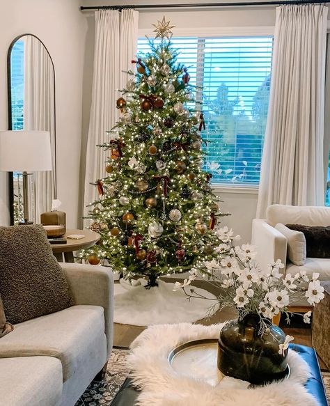 In honor of there being 100 days until Christmas, sharing a couple pics from previous holiday seasons 🌲✨ #holidayseason #holidaydecor #holidays #christmastree #christmas #studiomcgee #mcgeeandco #targetstyle #neutrals #neutralhome #brownornaments #flockedtree #viralchristmastree Christmas Decor Brown, 100 Days Until Christmas, Flocked Pencil Christmas Tree, Brown Ornaments, Mc Gee And Co, Velvet Ornaments, Neutral Holiday Decor, Pencil Tree, Pencil Trees