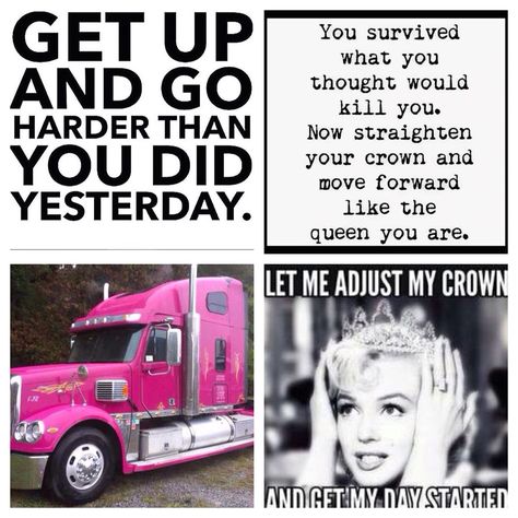 #motivation for all you #truckingdiva queens. Keep going!!! Don't let anything cause you to lose site of your visions and dreams. The stories we share are designed to give you the inspiration you need to make it happen.   If acquiring your cdl is your goal...make it happen! If you've wanted to become a lease or owner operator....believe that you can succeed! Whatever you're striving for.....go get it!!  #truckingdivasrock #womenonthemove #believetoachieve #wewinning #ItsOn  Thank you Sandra Simm Truck Interior Ideas, Women Truck Driver, Trucker Quotes, Truck Living, Pink Cars, Women Trucker, Truck Interior, Pink Car, Big Rig