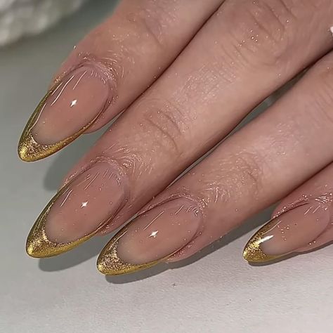 Chrome Acrylic Nails, Golden Nail Art, Gold French Tip, Homecoming 2024, Healthy Abs, Chrome French, Short French Tip Nails, Almond Press On Nails, Silver Nail Designs