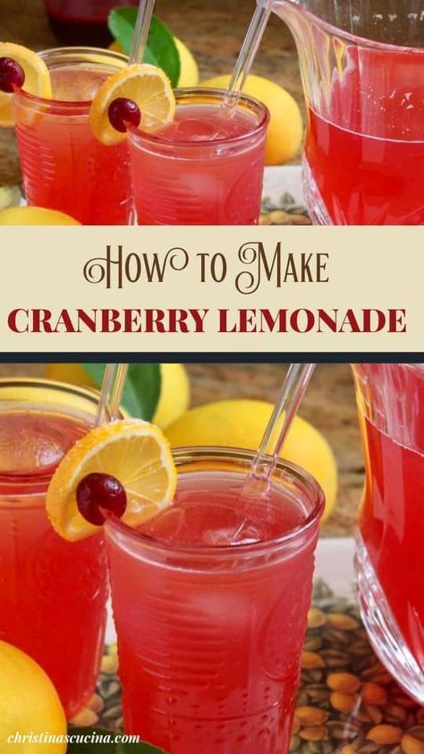 Good Lemonade Recipe, Cranberry Lemonade, Lemonade Smoothie, Superbowl Food, Cranberry Drinks, Drink Recipes Nonalcoholic, Lemonade Drinks, Smoothie Drink Recipes, Refreshing Drinks Recipes