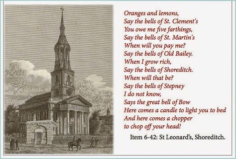 The Oranges and Lemons nursery rhyme Winston grew curious to complete. 1984 Orwell, Traditional Nursery Rhymes, Nursery Rhymes Lyrics, Rhymes Lyrics, English Nursery, Singing Games, Tudor England, Traditional Nursery, Vintage Childhood