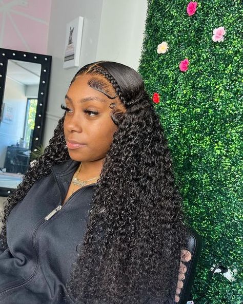 2 Braids With Weave, Wave Hairstyles, Black Hair Updo Hairstyles, 2 Braids, Frontal Wig Hairstyles, Hd Lace Wig, Quick Weave Hairstyles, Hairstyle Inspo, Hair Due