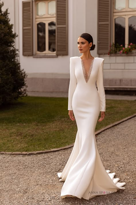 Elegant Long Sleeve Wedding Dresses, Minimal Wedding Dress, Nikah Dress, Civil Wedding Dresses, Buy Wedding Dress, Classy Wedding Dress, Stylish Wedding Dresses, White Wedding Dress, Princess Ball Gowns