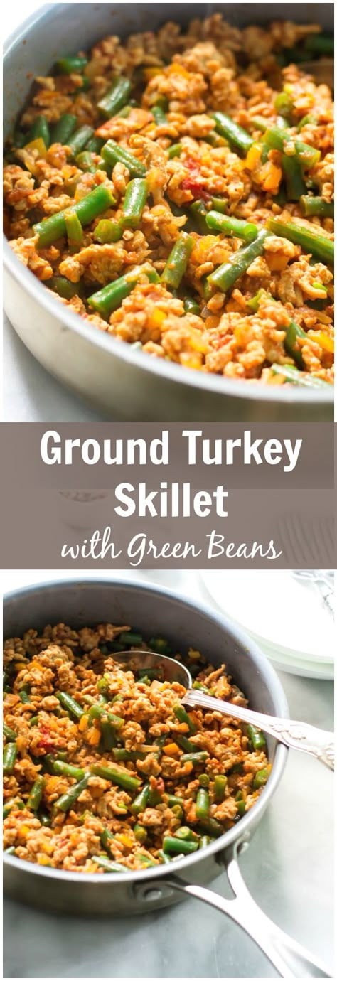 A very gluten free Ground Turkey Skillet with Green Beans recipe that is definitely easy to make and tasty meal for your family dinner. Ground Turkey Skillet, Turkey Skillet, فاصوليا خضراء, Keto Turkey, Green Beans Recipe, Turkey Dishes, Turkey Gravy, Beans Recipe, Green Bean Recipes