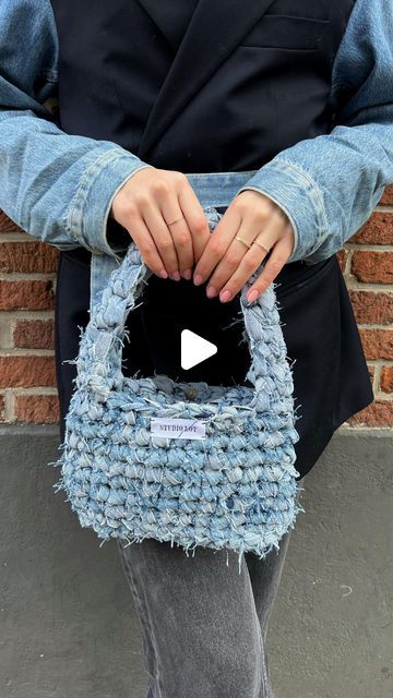 Studio Lot on Instagram: "How it was made, upcycled denim bag! 🫐🥹 Can you guess how much time it took to make this bag? 👀 

#studiolot #sustainablefashion #crochet #crochetbag #crochetaddict #handmade #smallbusiness #sustainability #slowfashion #handmadebag" Upcycled Bags, Crochet Hood, Upcycled Bag, Diy Bag Designs, Denim Purse, Jeans Bag, Upcycled Denim, Denim Bag, July 4