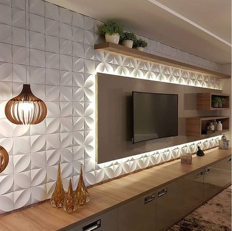 3D Wall Panels: An Alternative to Wallpaper and Textured Paints | dress your home Modern Tv Wall Units, Best Living Room Design, Interior Design Per La Casa, Wall Tv Unit Design, Living Room Tv Unit Designs, Living Room Tv Unit, Tv Room Design, Tv Wall Unit, Tv Wall Design