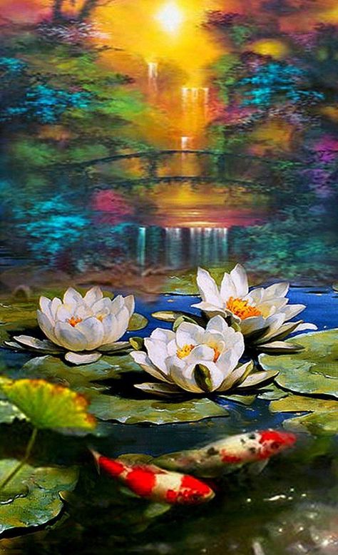 Lake Artwork, Water Lilies Painting, Lotus Pond, Canvas Tent, Simple Canvas Paintings, Large Canvas Wall Art, Oil Painting Flowers, Old Paintings, Beginner Painting