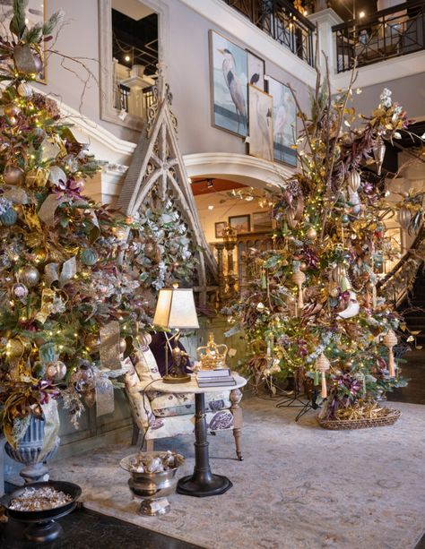 Holiday Style 2022: The Queen’s Tree  - Nell Hills Nell Hills Christmas, Nell Hills, Unique Ornaments, Christmas Blue, 2022 Christmas, Laurel Leaves, Color Palate, New Traditional, Shades Of Gold