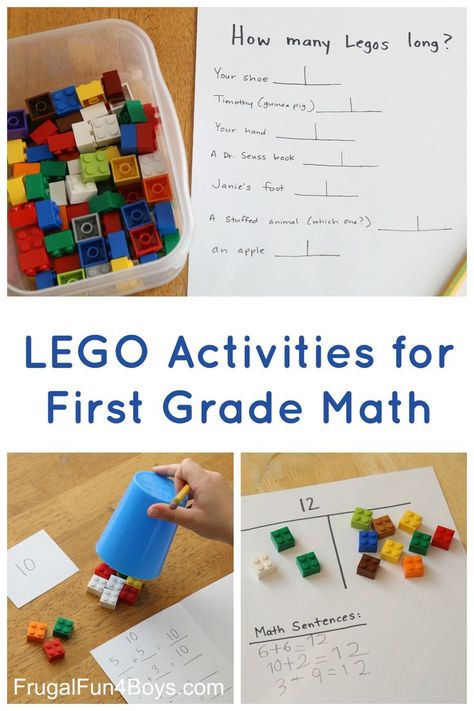 LEGO Math Lesson Activities for First Grade - Addition, Measuring, Adding with a missing addend, Greater Than and Less Than Lego Math Activities, First Grade Addition, Activities For First Grade, Lego Math, Kinesthetic Learning, 1st Grade Activities, Lego Activities, First Grade Activities, Fun Math Games