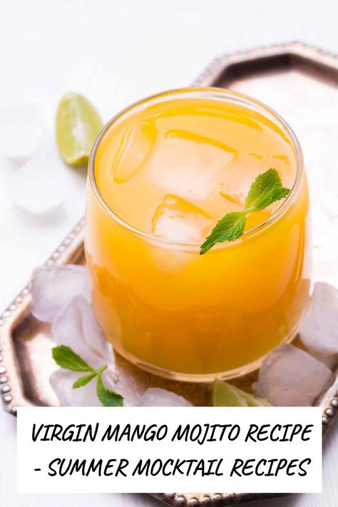 This simple virgin mango mojito recipe is a summer favourite fresh mango drink recipe, also perfect for every member of the family. MADE WITH PINGENERATOR.COM Easy Mango Recipes, Mango Mojito Recipe, Lychee Mojito, Summer Mocktail Recipes, Summer Mocktail, Mango Drink, Mango Recipe, Mango Drinks, Mango Mojito