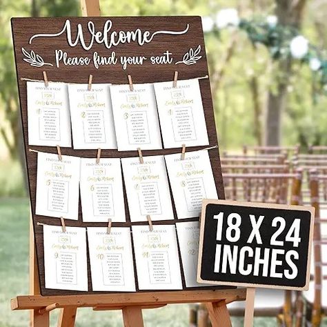 Amazon.com: Rustic Wedding Decor: Home & Kitchen Wedding Seating Display, Rustic Seating Chart, Seating Chart For Wedding, Reception Display, Seating Chart Board, Wedding Seating Chart Board, Wedding Seating Chart Display, Rustic Seating Charts, Find Your Seat Sign