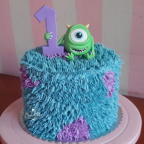 Simple Monsters Inc Cake, Sully Cake Monsters Inc, First Birthday Monsters Inc, Monsters Inc Boo Cake, Monster Inc Smash Cake, Monsters University Cake, Monster Inc Cake Ideas, Pastel Monster Inc, Boo Monsters Inc Party Ideas