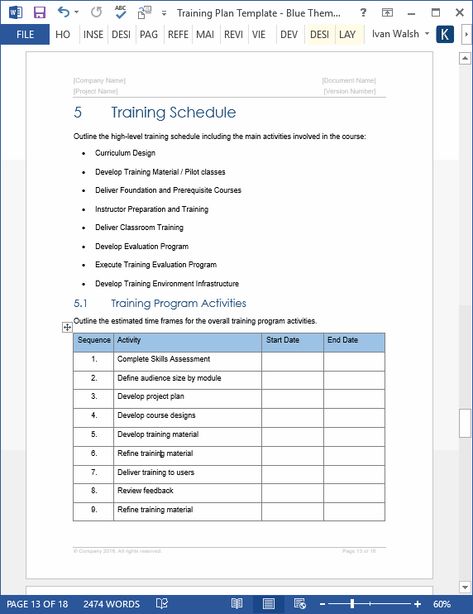 Training Plan Template - 20 page Word & 14 Excel forms Training Plan Template, Outline Template, Project Plan, Curriculum Design, Sequencing Activities, Agenda Template, Employee Training, Training Schedule, Proposal Template