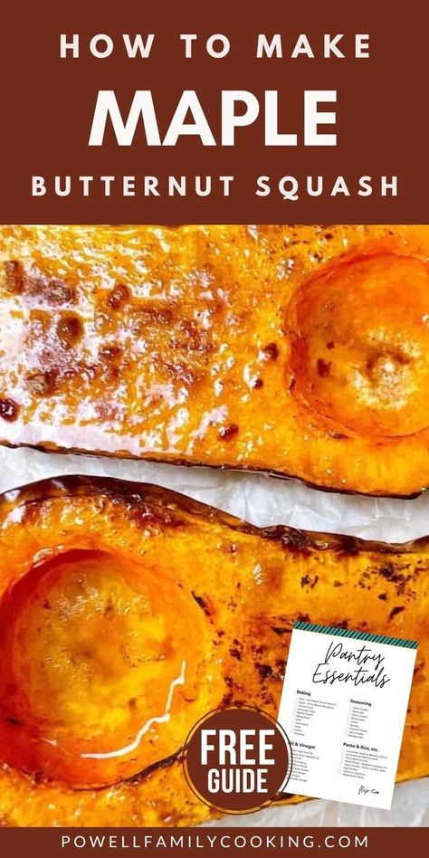 Looking for a delicious fall side dish? Try this easy roasted butternut squash recipe with a touch of maple syrup and cinnamon. Perfectly roasted in the oven, it's sweet, savory, and simple to make. This recipe is great for weeknight dinners or holiday meals and adds a cozy, flavorful touch to your fall table. Oven Butternut Squash Recipes, Sweet Roasted Butternut Squash, Butternut Squash Oven Roasted, How To Roast Butternut Squash In Oven, Roasting Butternut Squash Oven, Roast Butternut Squash Oven, Butternut Squash Maple Syrup, Roasted Butternut Squash Recipes, Butternut Squash Oven