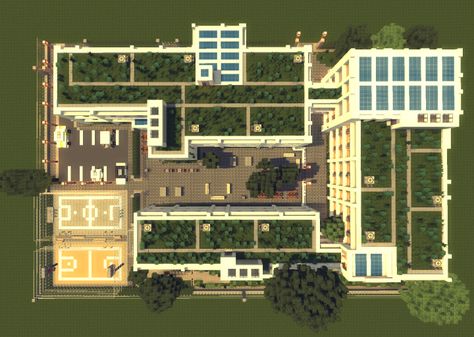 Modern German Highschool Minecraft Map Minecraft City School, Minecraft University Campus, Minecraft Boarding School, Minecraft School Building Ideas, Minecraft City Map, Minecraft Highschool, Minecraft School Building, Minecraft School Ideas, Minecraft University