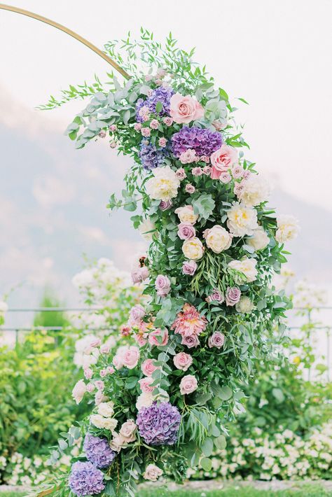 Wedding Colors 2025, Ceremony Arch Wedding, Purple Floral Decor, Light Purple Bridesmaid Dresses, Belmond Hotel Caruso, August Wedding Colors, Best Wedding Destinations, Lavender Bridesmaid Dresses, Amalfi Coast Wedding