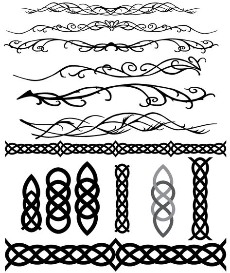 Celtic and Elvish Decoration Flourish Vectors Elvish Tattoo, Celtic Border, Tattoo Band, Muster Tattoos, Celtic Knot Designs, Celtic Patterns, Ring Tattoos, Celtic Knotwork, Celtic Tattoos