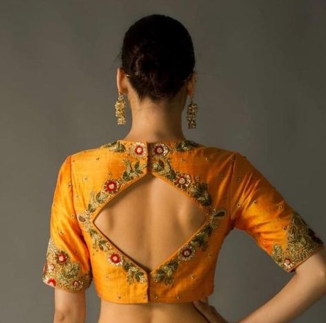 Silk Saree Blouse - 20 Latest Blouse Designs For Silk Sarees ब्लाउज बैक न��ेक डिजाइन, Blouse Designs Catalogue, Pattu Saree Blouse Designs, Backless Blouse Designs, Lehenga Blouse Designs, Blouse Back Neck Designs, Blouse Design Images, Blouse Back, Sari Blouse Designs