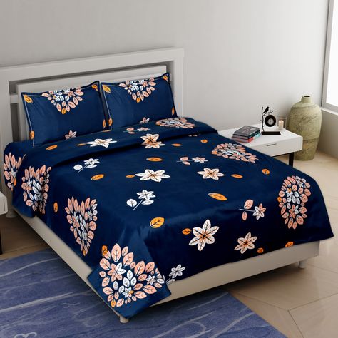 Urban Jaipur 160 TC Cotton Double Bed Sheet with 2 Pillow Covers - 90 x 100 inches, Navy Blue available on amazon store. Luxury Living Room Aesthetic, Living Room Aesthetic Apartment, Bed Sheets Crafts, Bed Sheet Design, Bedsheets Designs, Bed Cover Design, Living Room Aesthetic, Designer Bed Sheets, Bed Comforter