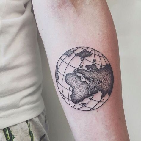 Globe Tattoos, Adventure Tattoo, Earth Tattoo, Linework Tattoo, Map Tattoos, Elements Tattoo, Dotwork Tattoo, Friendship Tattoos, Shoulder Tattoos For Women