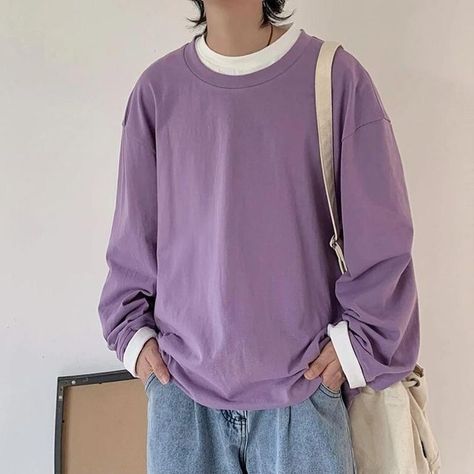 Purple Sweater Outfit Men, Purple Men Outfit, Purple Outfits Men, Purple Sweater Outfit, Sweater Outfits Men, Outfits Pastel, Aesthetic Outfits Men, Purple Sweatshirt, Ugly Christmas Sweaters