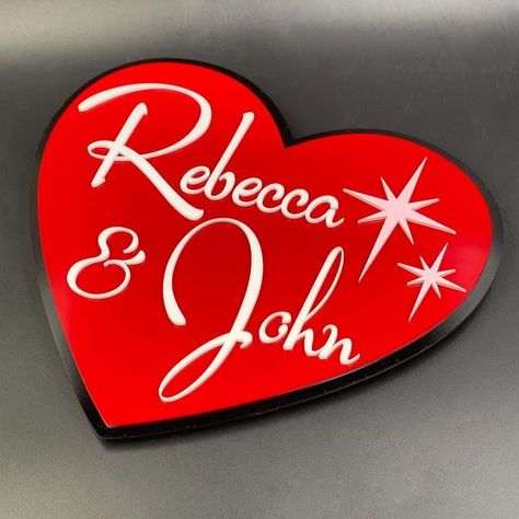 Atomic Avocado Designs® on Instagram: "Valentine’s Day is quickly approaching! Our new “I Love Lucy” sign makes for a great gift! Whether you are celebrating the love you share with your spouse or partner, or gifting it to another couple, this sign is the perfect way to celebrate love with a touch of mid-century charm and nostalgia! ❤️ Now available in our Etsy shop with quick delivery! ✨" Retro Wedding Theme, Atomic Decor, Valentine Day List, Calligraphy Signs, Tunnel Of Love, Jewel Tone Wedding, Heart Decor, Retro Wedding, Love Lucy