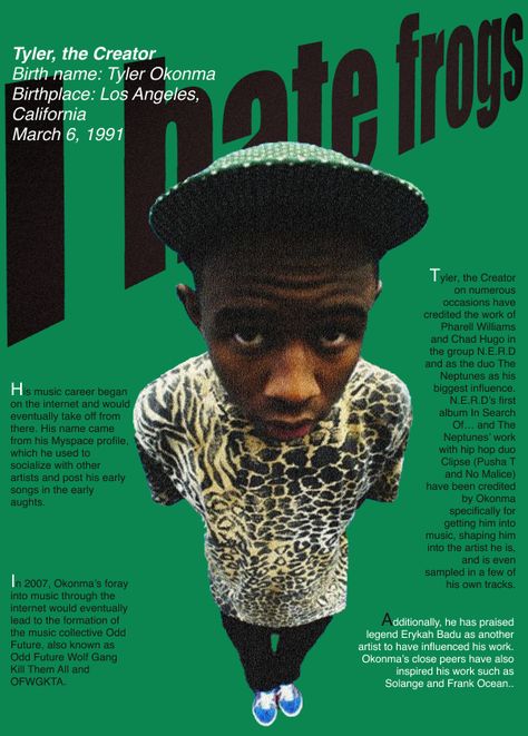 poster adobe photoshop magazine tyler the creator rap typography quote illustration art Tyler The Creator Wallpaper, Collage Mural, Vintage Poster Design, Music Poster Design, Dorm Posters, Vintage Poster Art, Tyler The Creator, New Poster, Room Posters