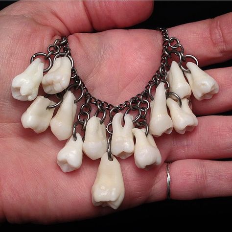 CUSTOM ORDER - Real Human Molar Necklace (or Bracelet) with Your Choice of Amount of Teeth Aesthetic Teeth, Tooth Pendant, Human Teeth, Grunge Jewelry, Vulture Culture, Bone Art, Bone Jewelry, Tooth Fairy, Jewelry Inspo