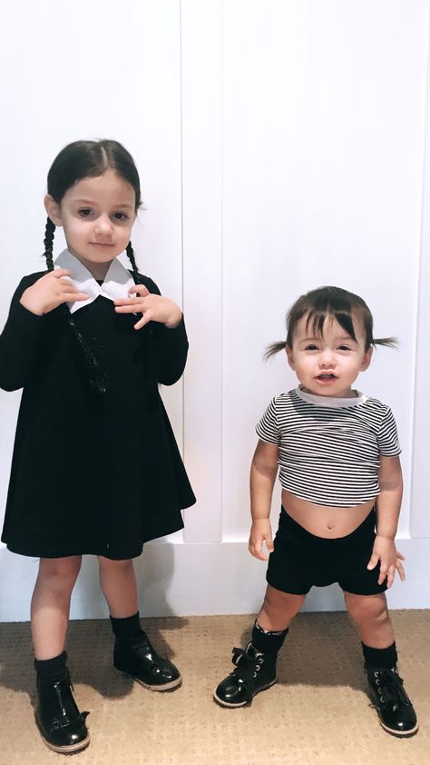 Wednesday Addams and Pugsley Addams toddler Halloween Costume, Addams Family DIY Costume @popichai ARQ Clothing Wednesday & Pugsley Addams Costume Toddler Wednesday Addams Costume, Wednesday Costume Kids, Baby Wednesday Addams, Wednesday And Pugsley Costume, Wednesday Addams Costume Kids, Pugsley Costume, Pugsley Addams Costume, Wednesday Pugsley, Adams Family Costume