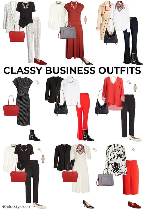 Professional Outfits Women Over 40 Business Attire, Office Outfits Women 40s, Notary Outfit, Classic Business Attire Women, Office Outfits Women Over 40, February Work Outfits, Business Work Outfits Women, Semi Professional Outfits Women, Business Conference Outfits Women